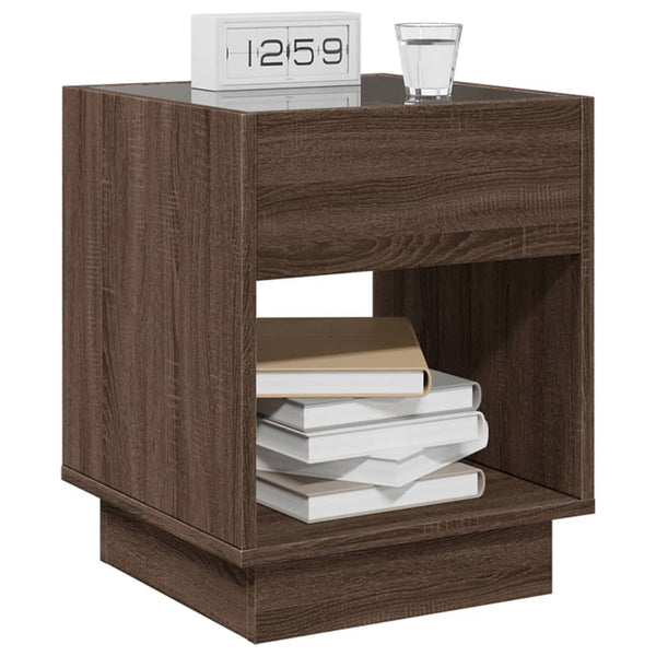 vidaXL Table de chevet avec LED infinies Effet chêne marron 40x40x50 cm