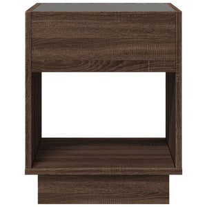 vidaXL Table de chevet avec LED infinies Effet chêne marron 40x40x50 cm