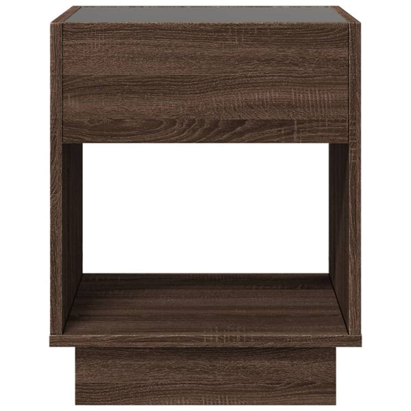 vidaXL Table de chevet avec LED infinies Effet chêne marron 40x40x50 cm