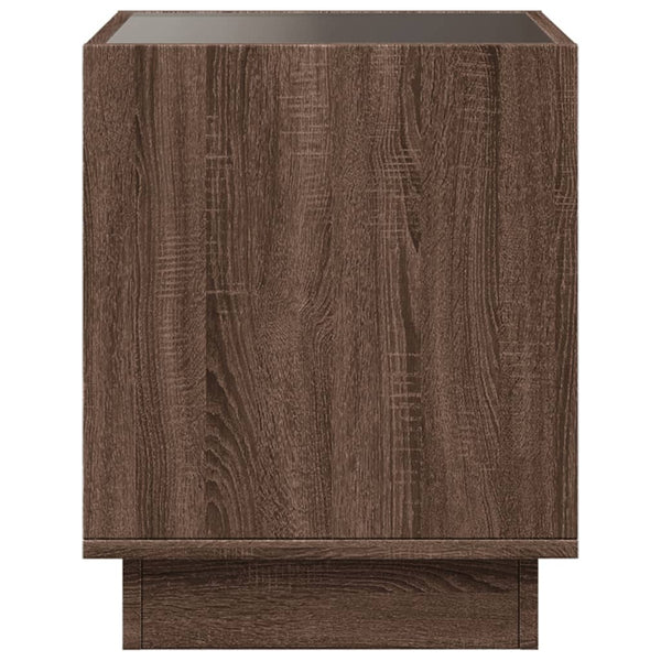 vidaXL Table de chevet avec LED infinies Effet chêne marron 40x40x50 cm