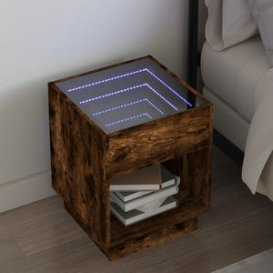 vidaXL Table de chevet avec LED infinies Effet chêne marron 40x40x50 cm