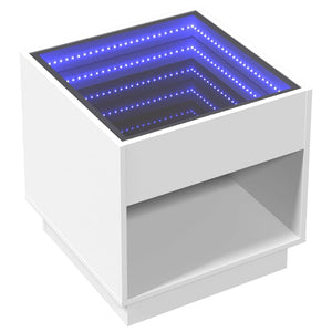 Nachttisch mit Infinity LED Weiß 50x50x50 cm