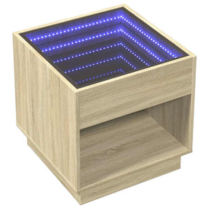 vidaXL Table de chevet avec LED Infinity chêne Sonoma 50x50x50 cm