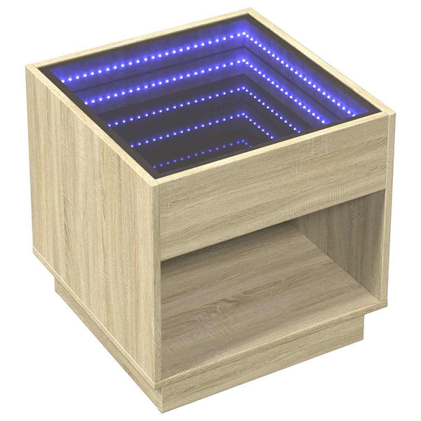 vidaXL Table de chevet avec LED Infinity chêne Sonoma 50x50x50 cm