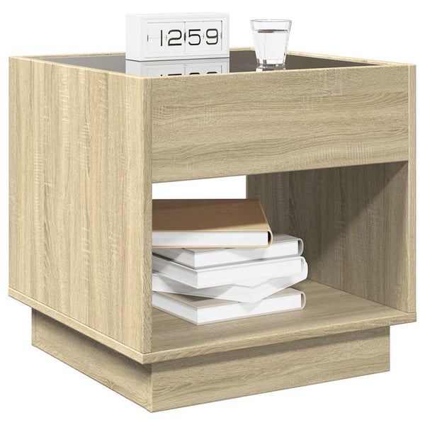 vidaXL Table de chevet avec LED Infinity chêne Sonoma 50x50x50 cm