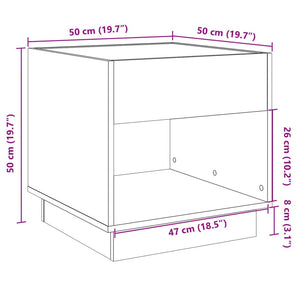 vidaXL Table de chevet avec LED infini Chêne fumé 50x50x50 cm