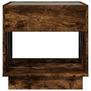 vidaXL Table de chevet avec LED infini Chêne fumé 50x50x50 cm