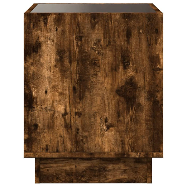 vidaXL Table de chevet avec LED infini Chêne fumé 50x50x50 cm