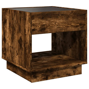 vidaXL Table de chevet avec LED infini Chêne fumé 50x50x50 cm