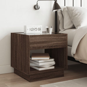 vidaXL Table de chevet avec LED Infinity Optique chêne marron 50x50x50 cm
