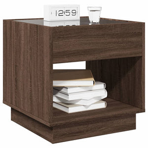 vidaXL Table de chevet avec LED Infinity Optique chêne marron 50x50x50 cm