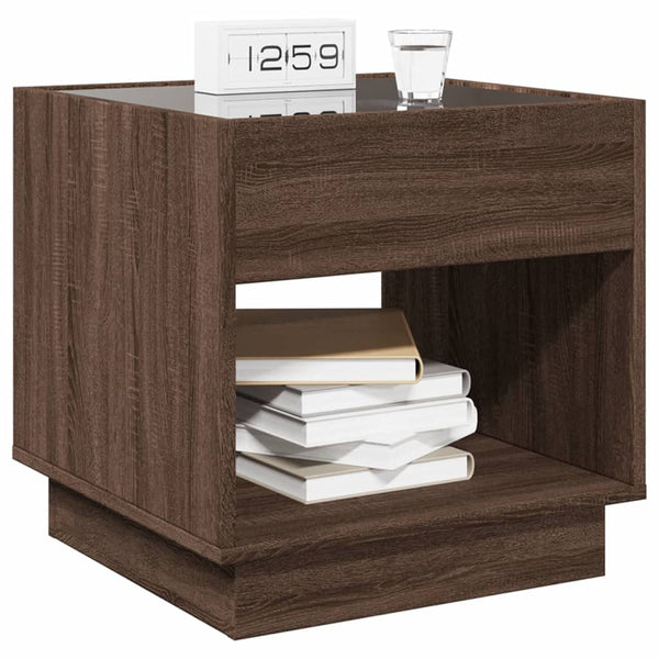 vidaXL Table de chevet avec LED Infinity Optique chêne marron 50x50x50 cm