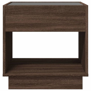 vidaXL Table de chevet avec LED Infinity Optique chêne marron 50x50x50 cm