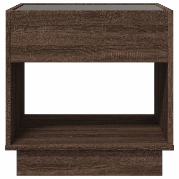 vidaXL Table de chevet avec LED Infinity Optique chêne marron 50x50x50 cm