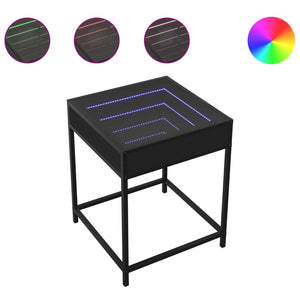 vidaXL Table de chevet LED Infinity Noir 40x40x51 cm