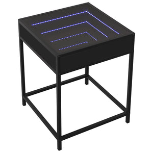 vidaXL Table de chevet LED Infinity Noir 40x40x51 cm