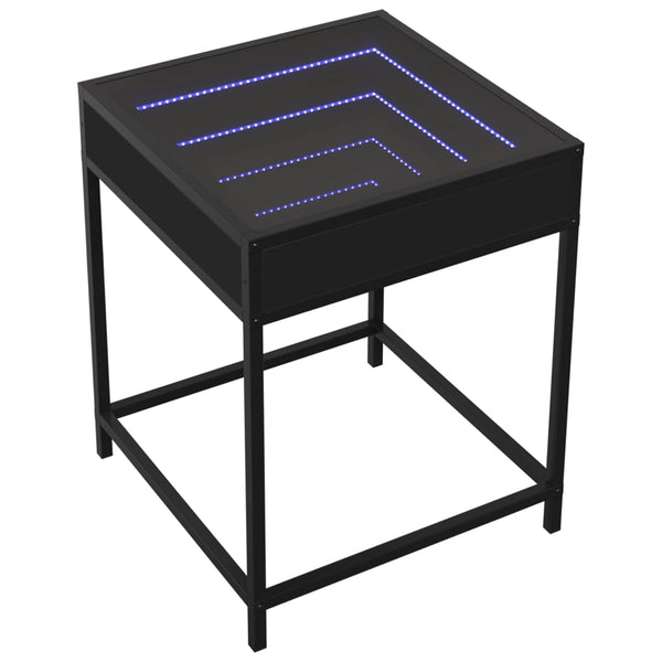 vidaXL Table de chevet LED Infinity Noir 40x40x51 cm