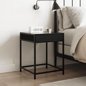 vidaXL Table de chevet LED Infinity Noir 40x40x51 cm