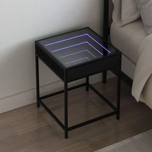 vidaXL Table de chevet LED Infinity Noir 40x40x51 cm