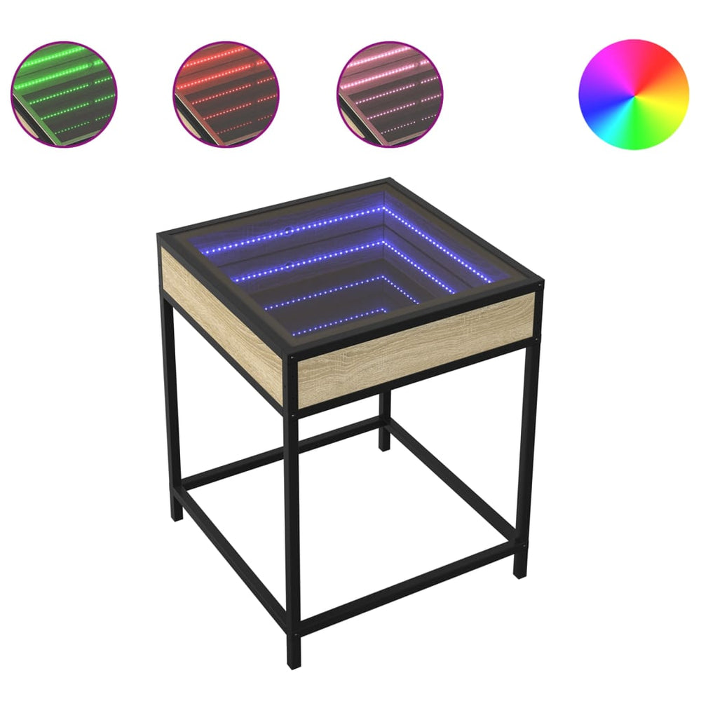 vidaXL Infinity LED Nightstand Sonoma Oak 40x40x51 cm