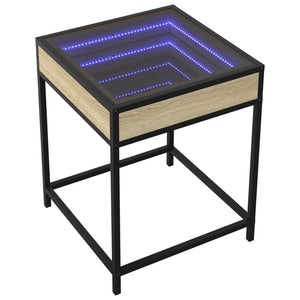 vidaXL Table de chevet à LED Infinity chêne sonoma 40x40x51 cm
