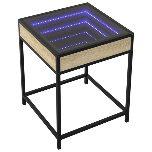 vidaXL Table de chevet à LED Infinity chêne sonoma 40x40x51 cm