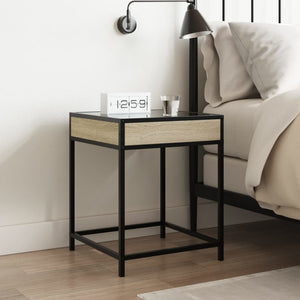 vidaXL Table de chevet à LED Infinity chêne sonoma 40x40x51 cm