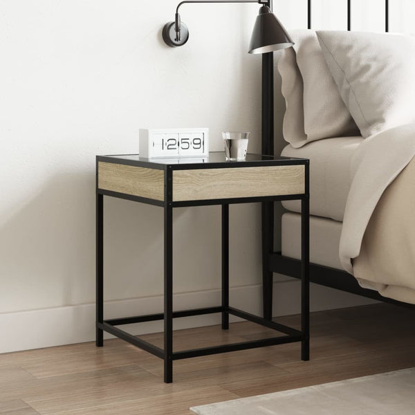 vidaXL Table de chevet à LED Infinity chêne sonoma 40x40x51 cm