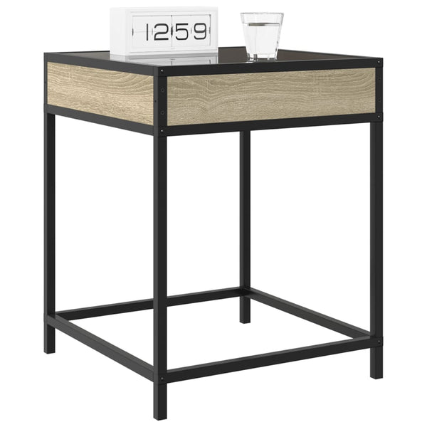 vidaXL Table de chevet à LED Infinity chêne sonoma 40x40x51 cm