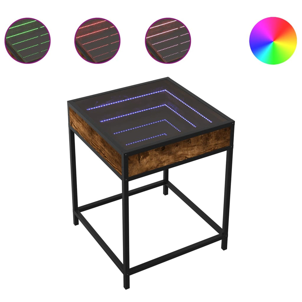 vidaXL Nightstand with Infinity LED Smoked Oak 40x40x51 cm