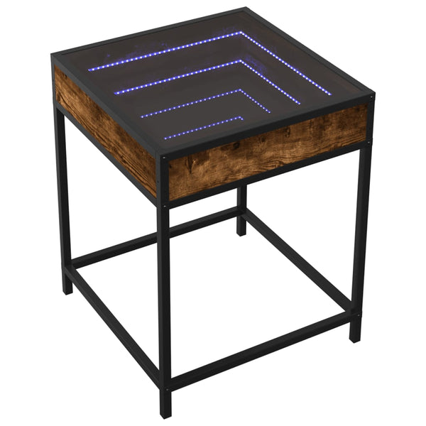 vidaXL Table de chevet avec LED Infinity chêne fumé 40x40x51 cm