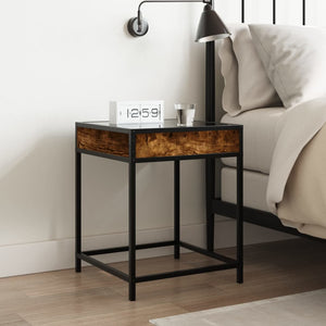 vidaXL Table de chevet avec LED Infinity chêne fumé 40x40x51 cm