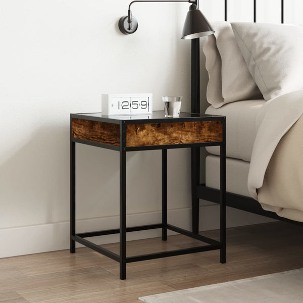 vidaXL Table de chevet avec LED Infinity chêne fumé 40x40x51 cm