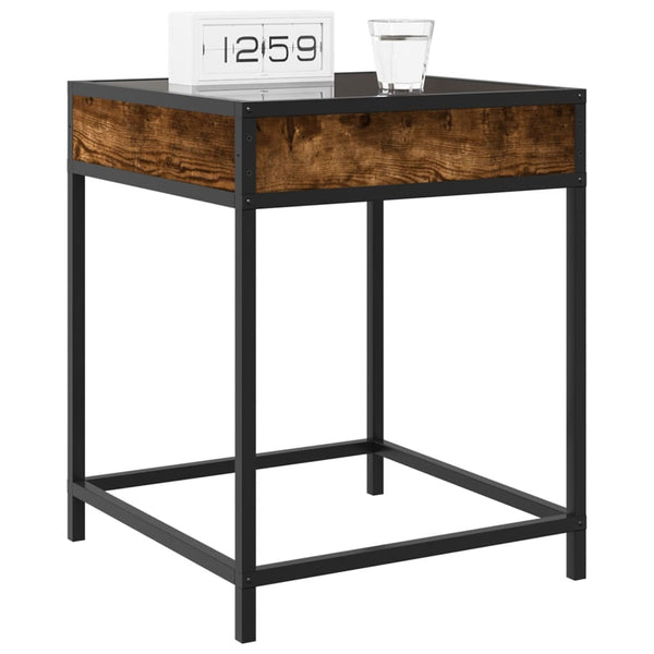 vidaXL Table de chevet avec LED Infinity chêne fumé 40x40x51 cm