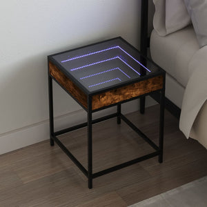 vidaXL Table de chevet avec LED Infinity chêne fumé 40x40x51 cm