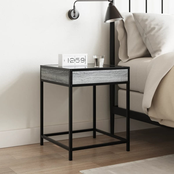Nachttisch mit Infinity-LED Grau Sonoma