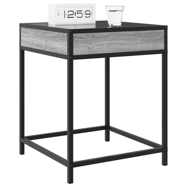 Nachttisch mit Infinity-LED Grau Sonoma
