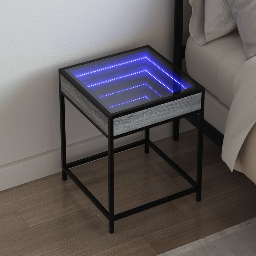Nachttisch mit Infinity-LED Grau Sonoma