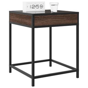 vidaXL Nightstand with Infinity LED Brown Oak-Look 40x40x51 cm