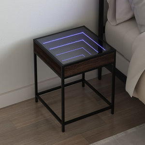vidaXL Nightstand with Infinity LED Brown Oak-Look 40x40x51 cm