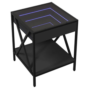 vidaXL Table de chevet à LED Infinity noir 40x40x49 cm