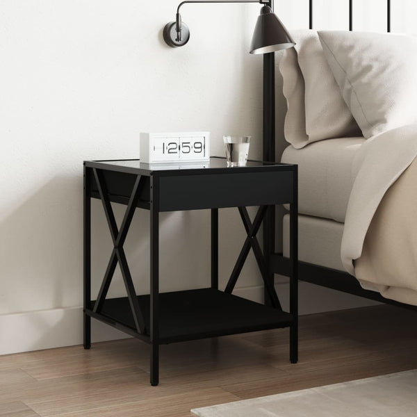 vidaXL Table de chevet à LED Infinity noir 40x40x49 cm