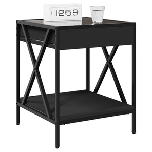 vidaXL Table de chevet à LED Infinity noir 40x40x49 cm