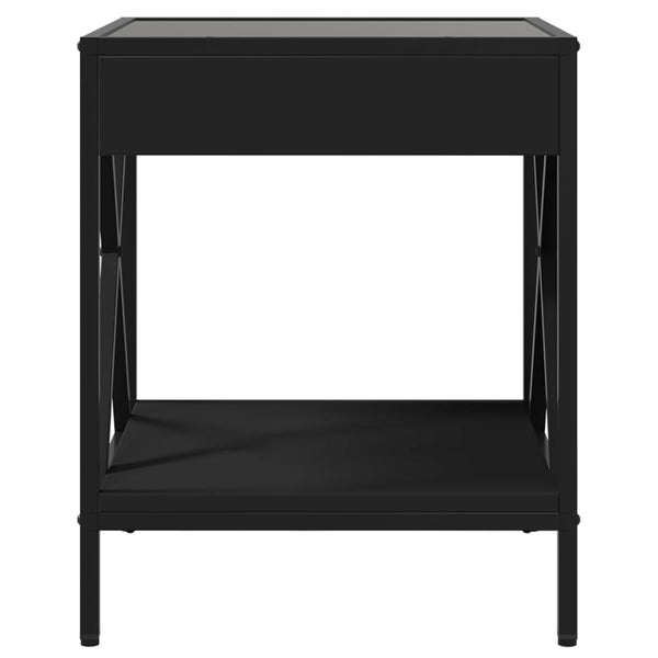 vidaXL Table de chevet à LED Infinity noir 40x40x49 cm