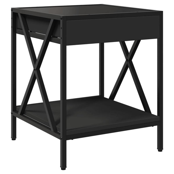 vidaXL Table de chevet à LED Infinity noir 40x40x49 cm