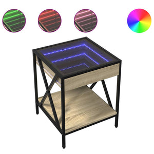 vidaXL Bedside Cabinet with Infinity LED Sonoma Oak 40x40x49 cm