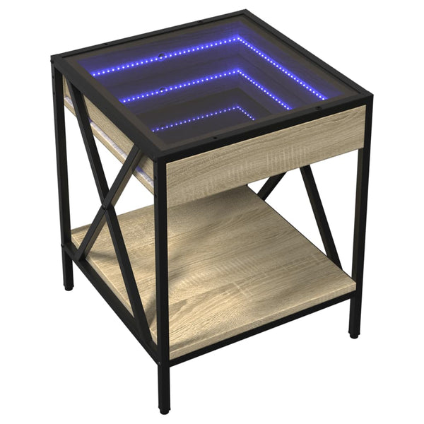 vidaXL Bedside Cabinet with Infinity LED Sonoma Oak 40x40x49 cm