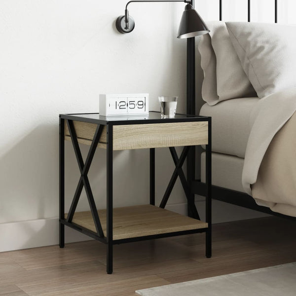 vidaXL Bedside Cabinet with Infinity LED Sonoma Oak 40x40x49 cm