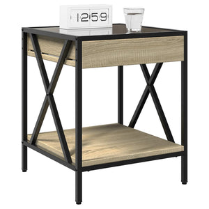 vidaXL Bedside Cabinet with Infinity LED Sonoma Oak 40x40x49 cm