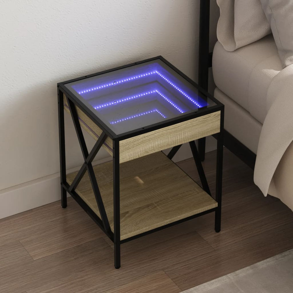 vidaXL Bedside Cabinet with Infinity LED Sonoma Oak 40x40x49 cm